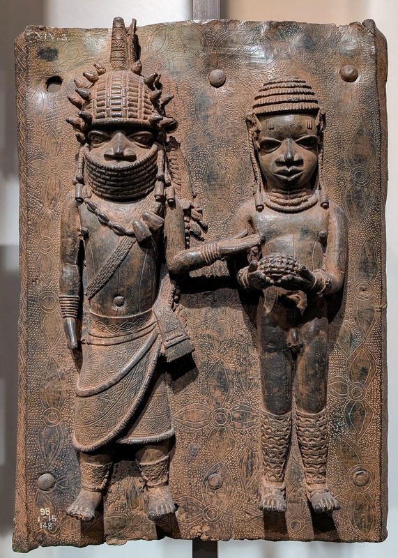 A Benin bronze plaque