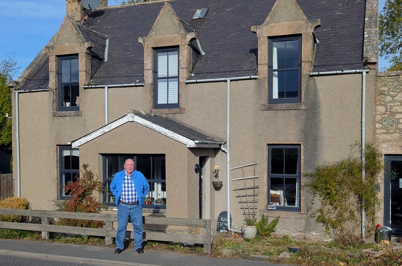 Ken at the ancestral home in Oyne.