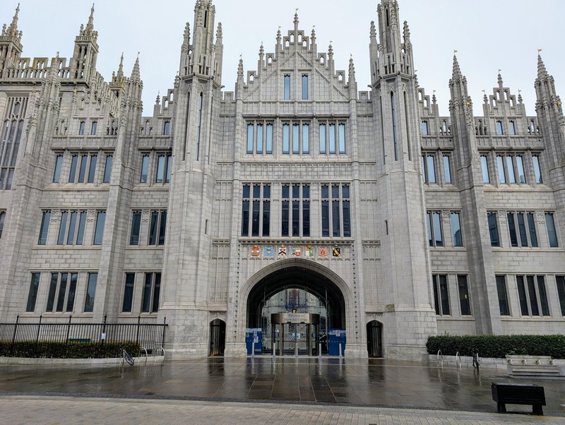 Front entrance, note the tracery at the top