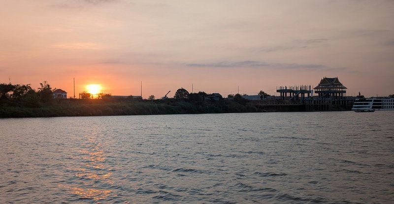 Sunrise on river bank