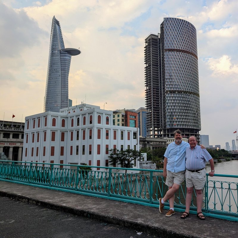 Crossing the bridge over the tofu river (a canal)