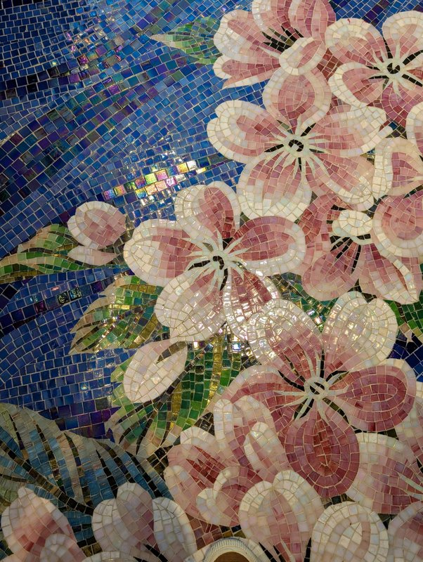 Tile on the bathroom floor